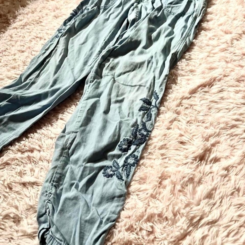 Boho Floral Embroidered Slouchy Cottage Core Hippie Pants Womens L Indie Earthy - Picture 4 of 6